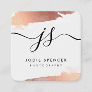 CHIC LOGO elegant pretty glamorous rose gold ink Square Business Card