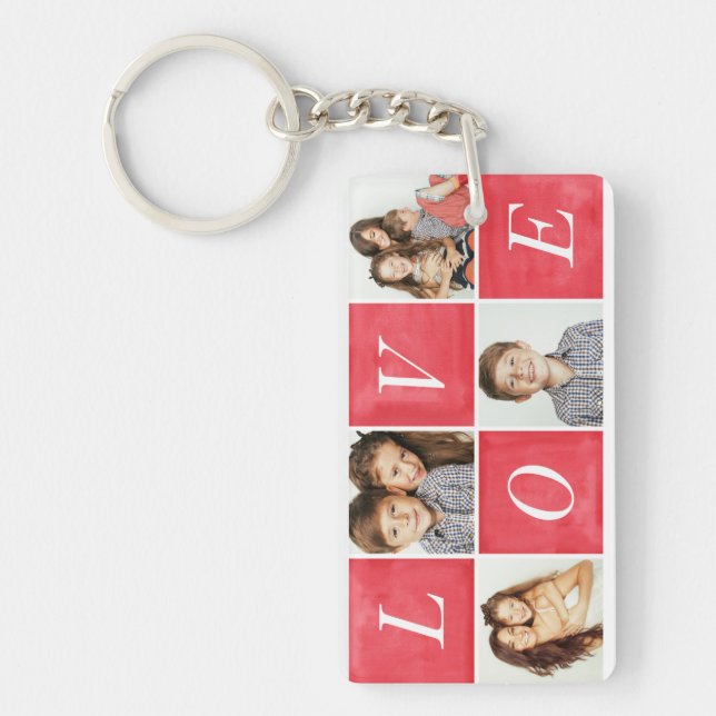 Chic Love 4 Photo Collage Key Ring (Front)