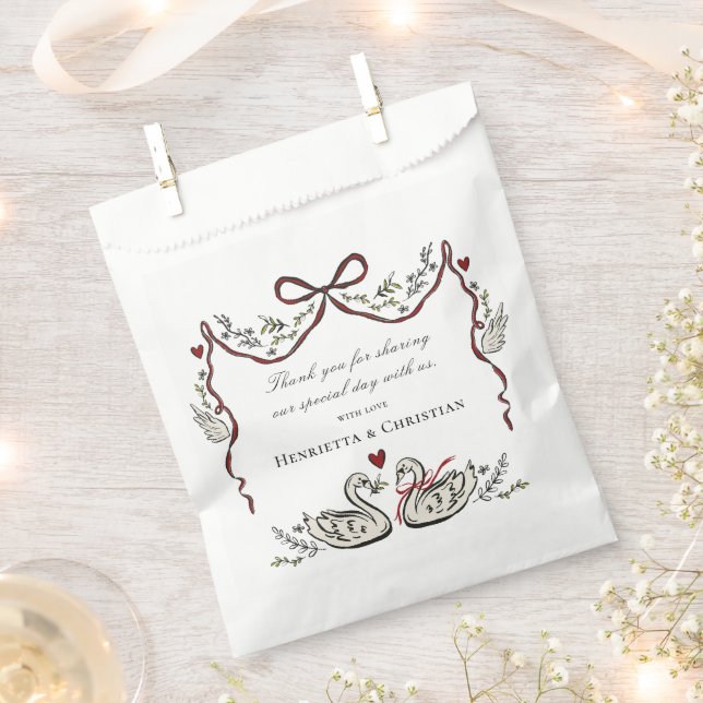 Chic Love Birds Wedding Favour Bags (Clipped)