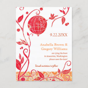 Chic Love Birds Wedding Save the Date Announcement Postcard