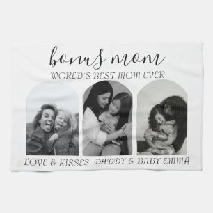 Chic Love Black & White Photo Stepmom Mothers Day  Tea Towel