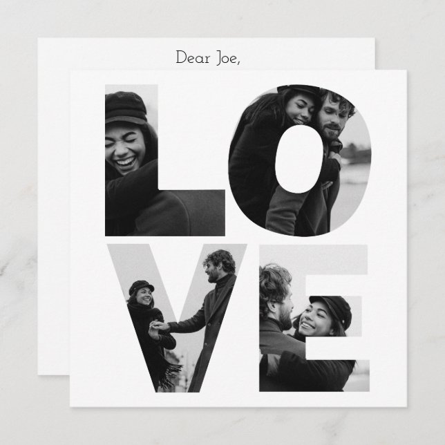 Chic LOVE Custom Photo Family or Couple Holiday Card (Front/Back)