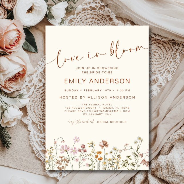 Chic Love in Bloom Wildflower Bridal Shower Invitation (Creator Uploaded)