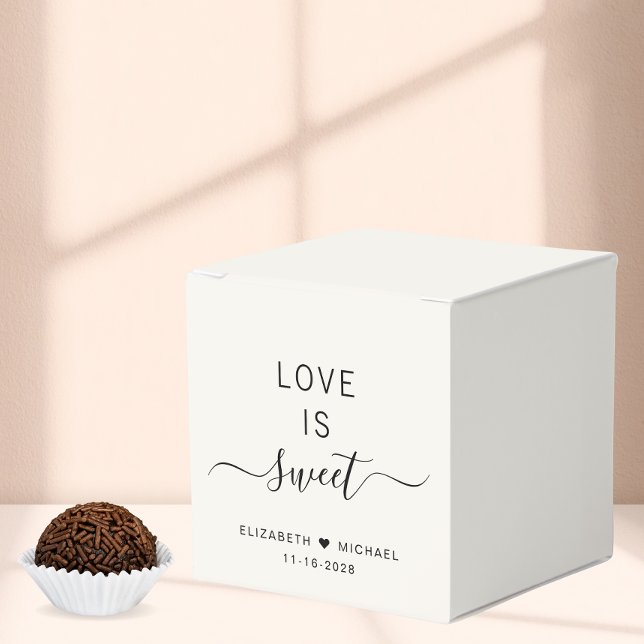 Chic Love Is Sweet Cream Wedding Favour Box (Creator Uploaded)