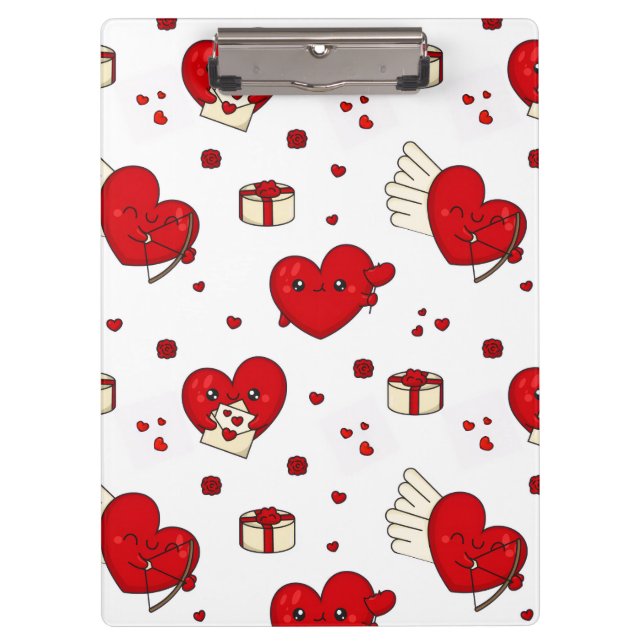 Chic Love-Themed Valentine’s Day Gift Red Heart Clipboard (Front)