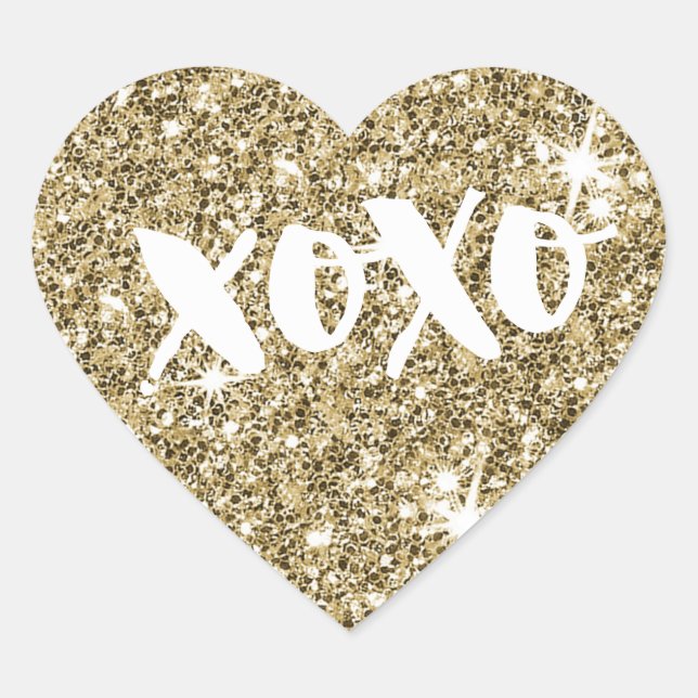 CHIC LOVE XOXO HEART modern faux gold glitter Sticker (Front)