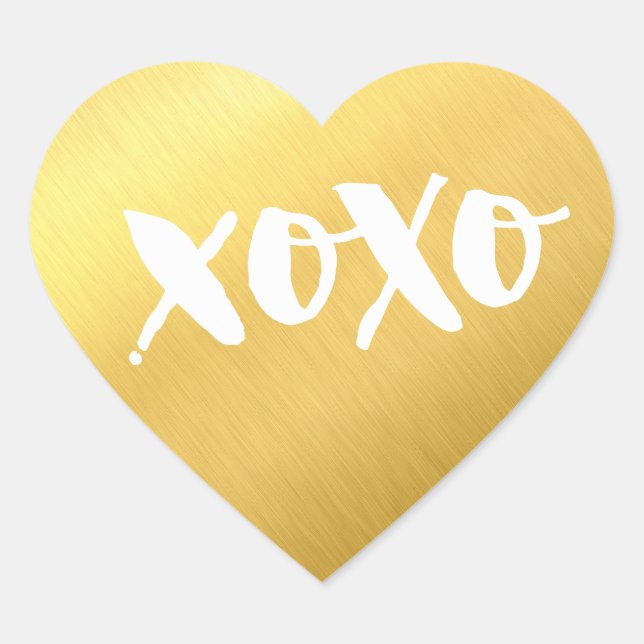 CHIC LOVE XOXO HEART modern faux shiny gold Heart Sticker (Front)
