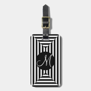 CHIC LUGGAGE/BAG/GIFT/TAG BLACK/WHITE STRIPES LUGGAGE TAG