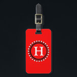 CHIC LUGGAGE/BAG TAG_01 RED WITH WHITE BEADS LUGGAGE TAG<br><div class="desc">CHIC LUGGAGE/BAG TAG_01 RED WITH WHITE BEADS WITH WHITE MONOGRAM, RED BACK WITH BLACK TEXT</div>