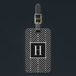 CHIC LUGGAGE/BAG TAG_MODERN BLACK/WHITE ZIGZAG LUGGAGE TAG<br><div class="desc">CHIC LUGGAGE/BAG TAG_MODERN WHITE ZIGZAG ON BLACK. BLACK TAG WITH WHITE MONOGRAM. BLACK WITH WHITE INFORMATION TEXT. MATCHES UGOBAGS LUGGAGE BAG</div>