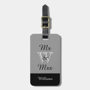 CHIC LUGGAGE TAG_"Mr & Mrs" 252 GRAY/BLACK/WHITE Tag