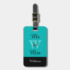 CHIC LUGGAGE TAG_"Mr & Mrs" TURQUOISE/BLACK/WHITE