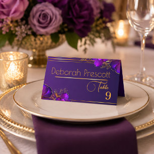 Chic Luminous Violets Purple Wedding Table Number  Place Card