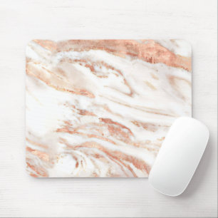 Chic Luxe Copper   Elegant Rose Gold Marble Mouse Pad