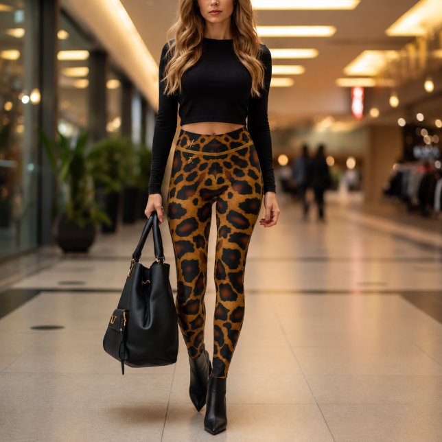 Chic Luxe Leopard-Print Monogrammed Leggings (Stylish Leopard-Print Leggings )