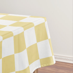 Chic Luxe Yellow Faux Gold White Chequered Pattern Tablecloth