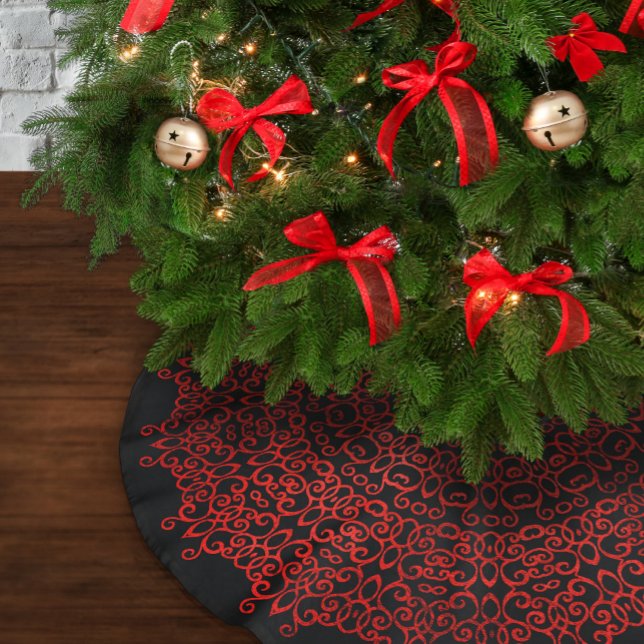 CHIC LUXURY BLACK AND RED CHRISTMAS DAMASK GOTHIC  BRUSHED POLYESTER TREE SKIRT (Creator Uploaded)