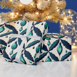 Chic Luxury Christmas Watercolor Blue Decorations Wrapping Paper