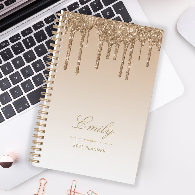 Chic Luxury Glitter Drips Gold 2025 Planner (Creator Uploaded)