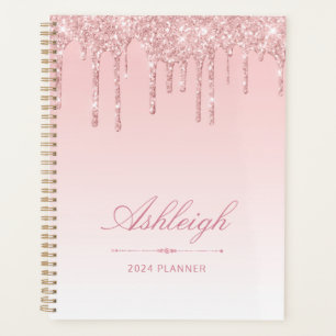 Chic Luxury Glitter Drips Pink 2024 Planner
