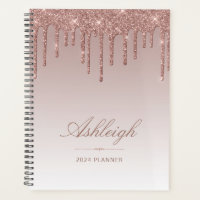 Chic Luxury Glitter Drips Rose Gold 2024