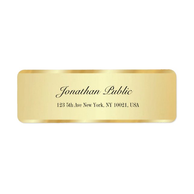 Chic Luxury Gold Glamour Template Return Address Label (Front)