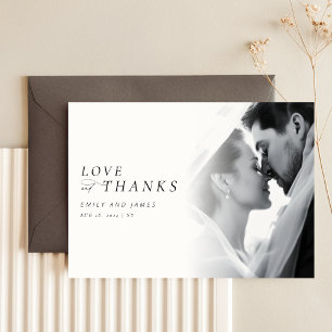 Chic Luxury Script Wedding Photo Thank You Card