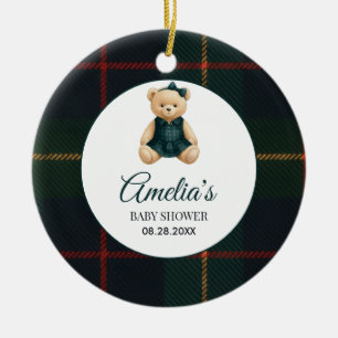 Chic Luxury Teddy Bear Baby Shower  Ceramic Ornament