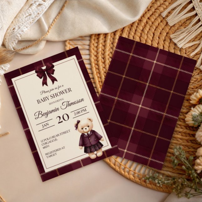Chic Luxury Teddy Bear baby shower  Invitation (Creator Uploaded)