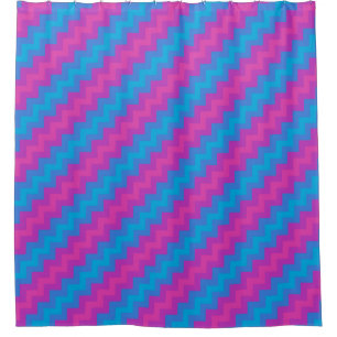 Chic Magenta Bright Blue Turquoise Pink Chevrons Shower Curtain