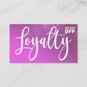 Chic Magenta Purple Glitter Gradient Typography Loyalty Card