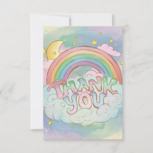 Chic Magic Rainbow and Clouds Thank You Card