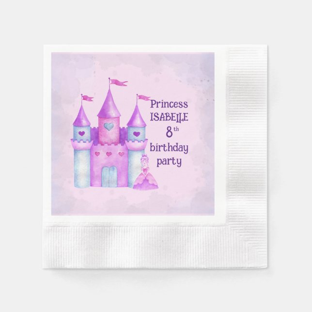 Chic Magical Fairytale Princess Birthday Party Napkin (Front)