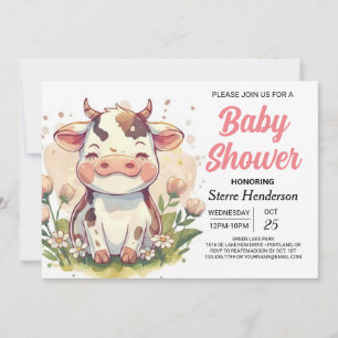 Chic Magical Farmyard Elegance Cow Baby Shower Invitation