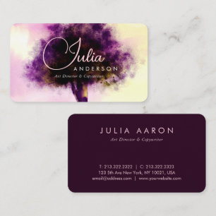 Chic Magical Violet Blush Pink Tree Illustration  Business Card