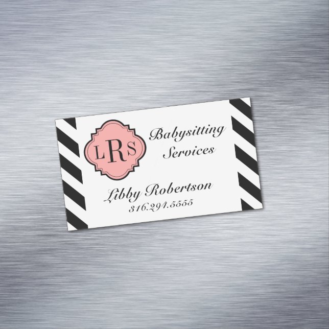 CHIC MAGNETIC BUSINESS CARD_BLACK/WHITE STRIPES 	Magnetic BUSINESS CARD (In Situ)