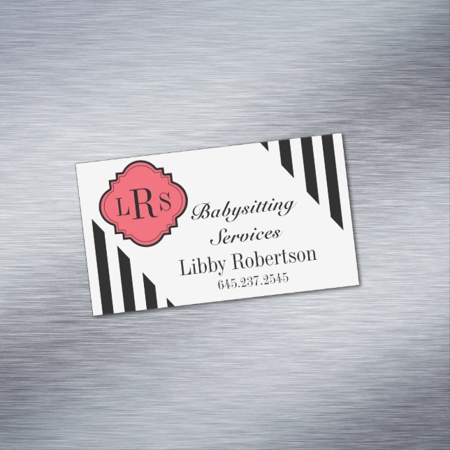CHIC MAGNETIC BUSINESS CARD_BLACK/WHITE STRIPES 	Magnetic BUSINESS CARD (In Situ)