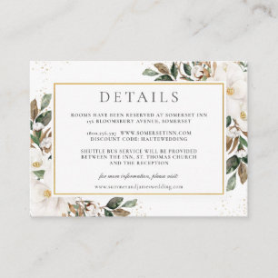 Chic Magnolia Floral Greenery Wedding Details Enclosure Card