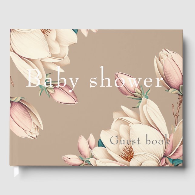 chic magnolia floral  guest book (Front)