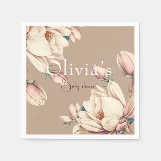 chic magnolia floral  napkin (Front)