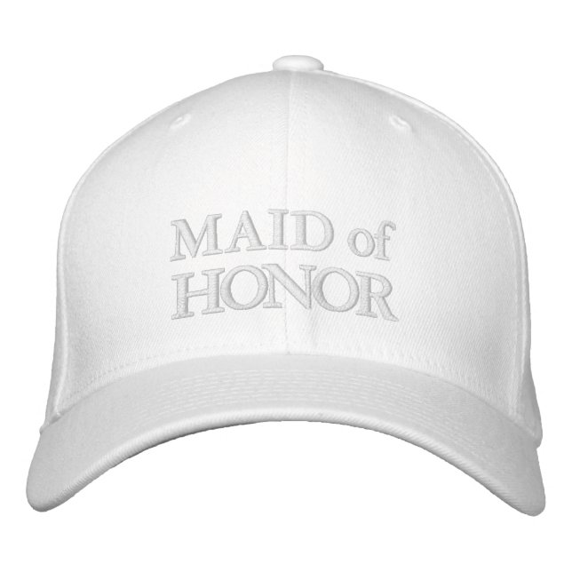 Chic Maid of Honour blush pink white Embroidered Hat (Front)