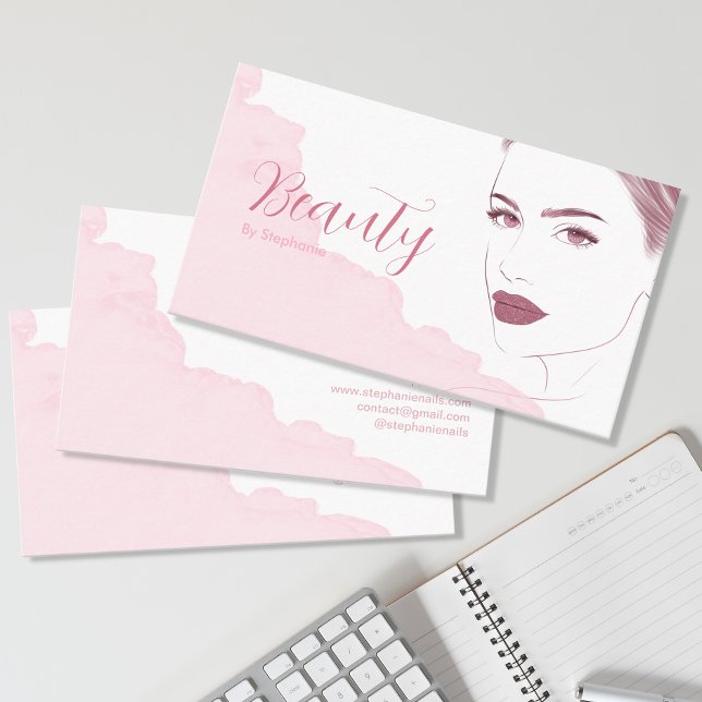 Chic Makeup Artist Beauty Salon Blush Pink Glitter Business Card (Creator Uploaded)