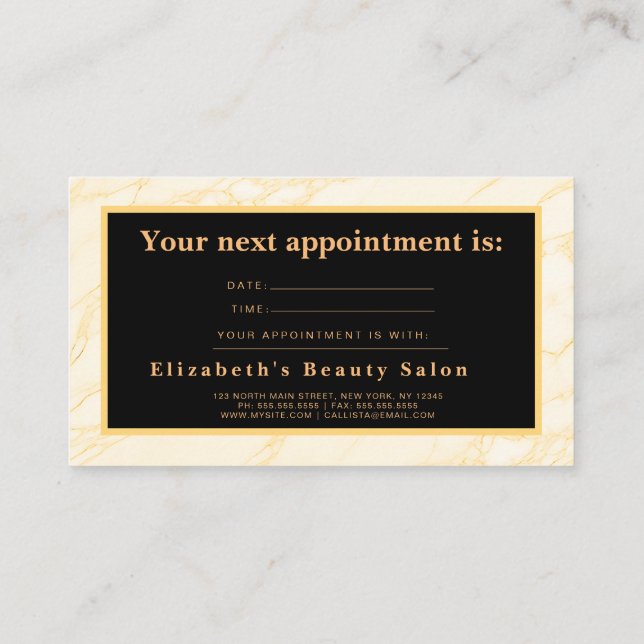 Chic Makeup  Artist Hair Salon Appointment Card (Back)