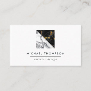 Chic Marble and Foil Geometric Business Card