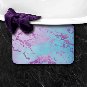 Chic Marble   Glitzy Glam Violet Purple Blue Ombre Bath Mat