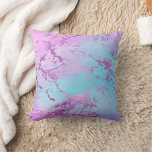 Chic Marble   Glitzy Glam Violet Purple Blue Ombre Cushion
