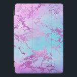 Chic Marble | Glitzy Glam Violet Purple Blue Ombre iPad Pro Cover<br><div class="desc">Fun, girly watercolor marble in a bold playful millennial pink, turquoise blue and a rich violet purple unicorn-inspired ombre palette. This feminine hand-painted gradient adds the perfect pop of colour. From the "Modern Watercolor Marbles" collection, this design features abstract fluid swirls creating a cool pattern accented by glitter veins to...</div>