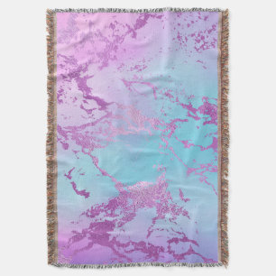 Chic Marble   Glitzy Glam Violet Purple Blue Ombre Throw Blanket
