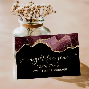 Chic Marble Gold Glitter Discount Card