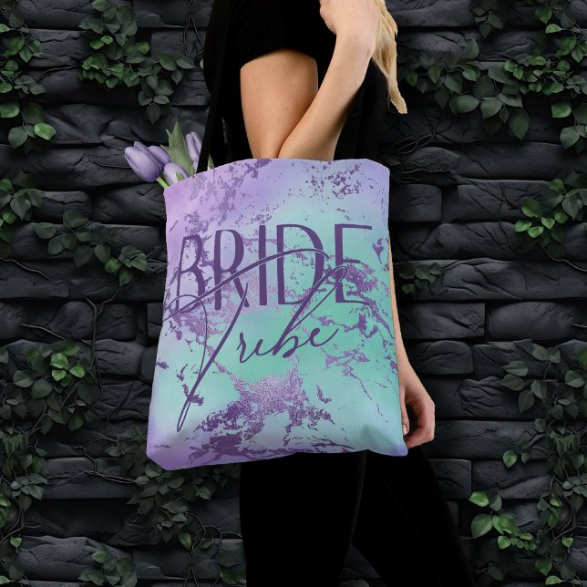Chic Marble | Lavender Purple and Mint Bride Tribe Tote Bag (Creator Uploaded)